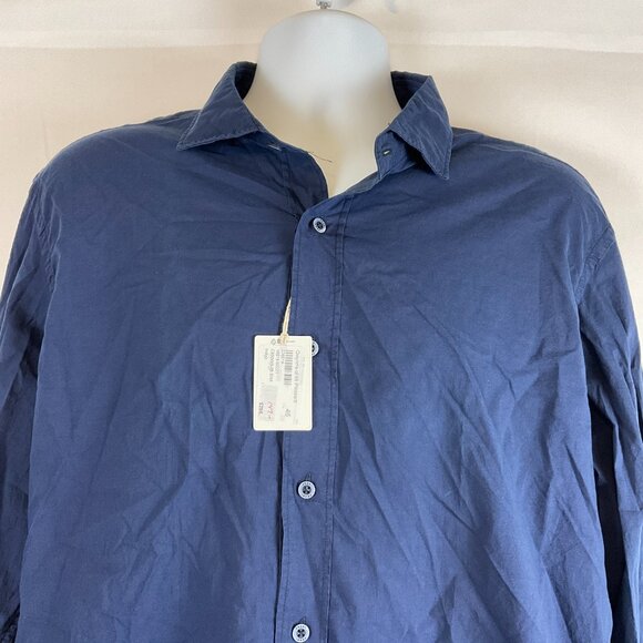 Fradi Italy Shirt 46 18.5 Indigo Blue Button Front Long Sleeve New NWT - Picture 2 of 9